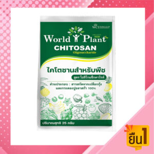 ไคโตซานสำหรับพืช ชนิดผง ตราเวิลด์แพลนท์ (25 กรัม) ผสมน้ำ 1,000 ลิตร